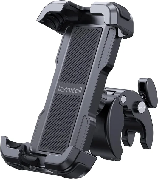 Lamicall One-Handed Operation Bicycle Smartphone Holder Stand: Easy Installation Road Bike One-Touch Smartphone Holder Mobile Phone Holder Motorcycle Bike Smartphone Fixation 360-D