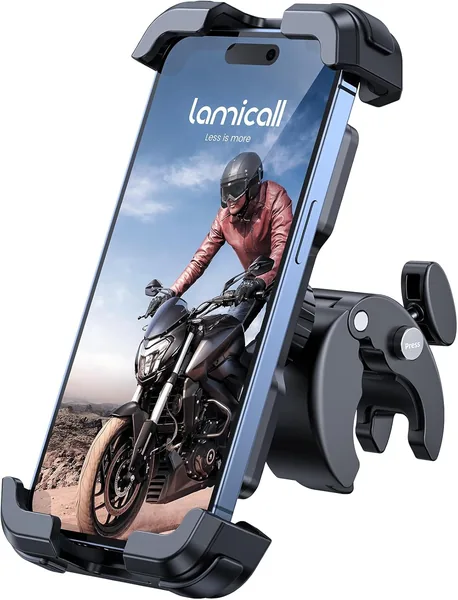 Lamicall Mobile Bike Stand, Motorcycle Mobile Stand - 360 Rotation, One Button Release, Bike Phone Holder for iPhone 17 16 15 14 13 Pro MAX/Plus/Mini, Samsung, Huawei