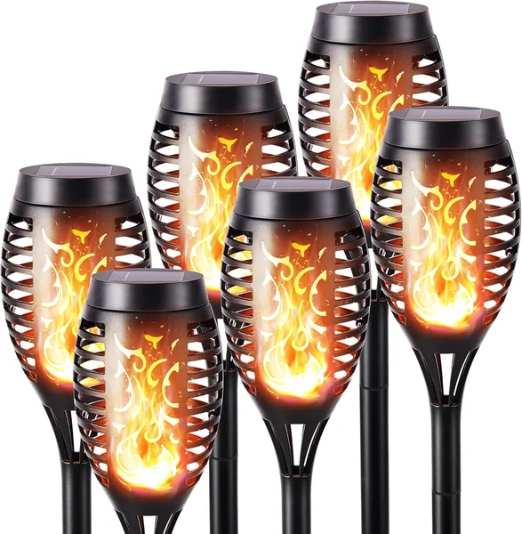 Geemoo 6 Pack Solar Flickering Dancing Flame Lights