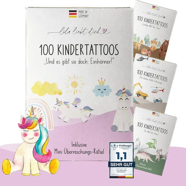 LILA LIEBT DICH Unicorn Tattoo Children