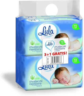 LULA Chusteczki nawilżane z ALOESEM 72szt (3x + 1 gratis)
