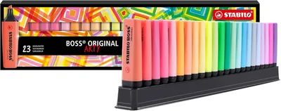 STABILO Boss Original - Ensemble de 23 surligneurs ARTY pour bureau, gamme Pastel et Neon