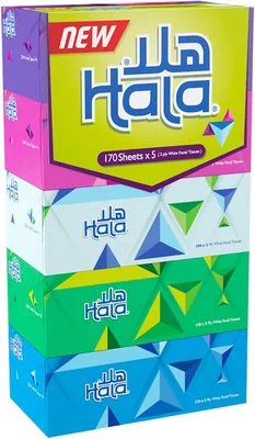 Hala Facial Tissue, Assorted, 5 Pack (170 sheets x 2 Ply)
