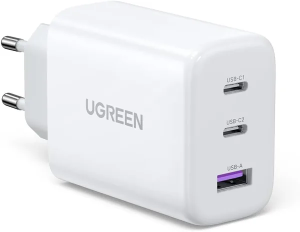 UGEAN USB C Charger 65W PD Power Supply 3-Port Charger Adapter PPS 45W Fast Charger Compatible with MacBook Pro/Air/Neo