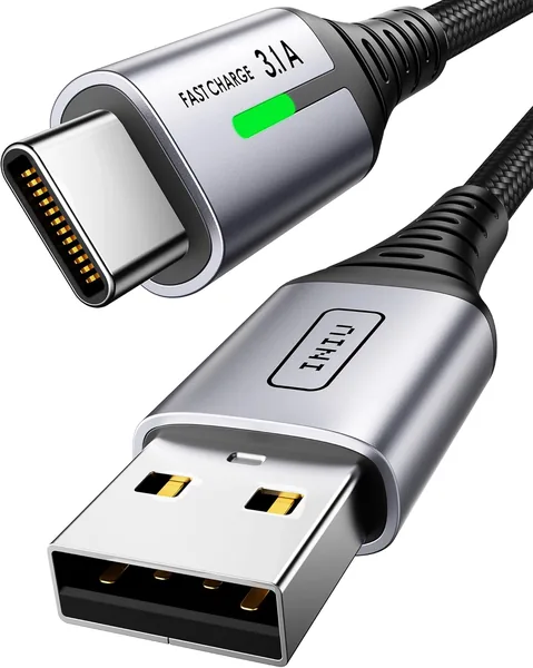 INIU USB C Charger Cable, 2m Type C Cable Fast Charging, Braided USB A to USB-C Phone Charger Cable USBC for iPhone 17 16 15 Pro Max