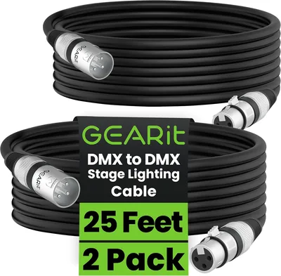 GearIT DMX Cable 25ft 2-Pack XLR - Best Deal