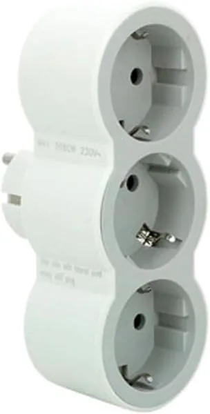 LEGRAND Adapters 3 Outlets Front Power Sockets 2P+T Horizontal, Plug Thief, White/Light Grey 694518