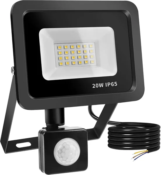 20 W Outdoor Led Headlights with Motion Sensor, Realky IP65 Waterproof Outdoor LED Spotlight 2000LM, 24 LED 6500K Cool White - Indoor and Outdoor Led Headlights for Garden, Yard Ga