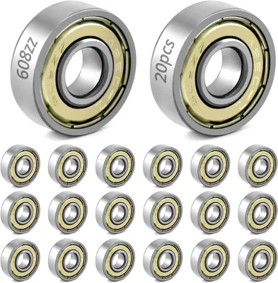 QWORK Pak van 20 608zz Ball Bearings Beschermd met Metaal voor Skateboards, Scooters en Inline Skaten