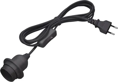 Meister E27 Lamp Holder - 3.5m Black - On/Off Switch