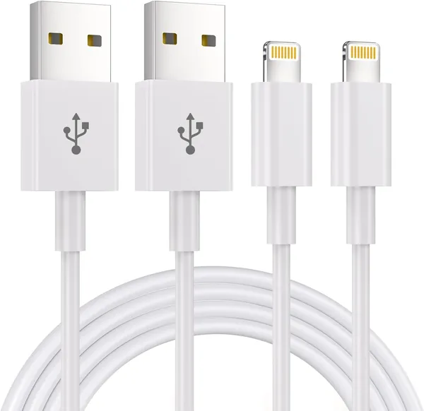 2Pack 1.8M iPhone Charger Cable [Apple MFi Certified] Lightning to USB Cable Lead 6 Foot, 2.4A Fast Charging Cable for iPhone 14 13 12 11 Pro Max XS XR X 8 7 6 Plus 5