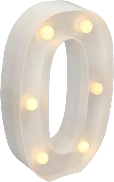 Jandei - Números LED Luminiosos, Número 0 con Luz Caliente Blanca, Iluminación Decorativa y Atmosférica, Luz de Noche para Bodas, B