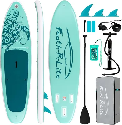 FEATH-R-LITE Inflatabile Stand Up Paddle Board Ultraleggero - Accessori per SUP: Pagaia Regolabile, Pompa, Zaino, Leash, Finnish - 10% di Sconto