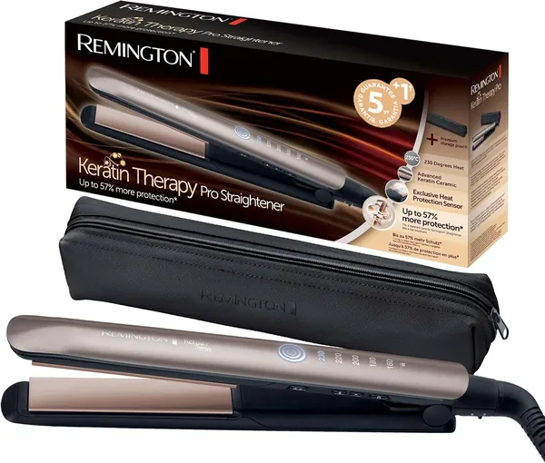 Remington Professional Haarglätteisen mit Hitzeschutzsensor zur Reduzierung von Haarbeschädigung Keratin Protect (Hochwertiges Keratin