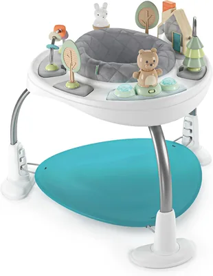 Ingenuity Spring & Sprout, Saltador 2 en 1 | Giro 360°, luces y sonidos, juguetes interactivos, altu
