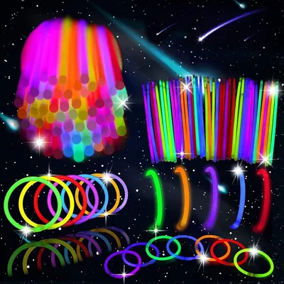 SKY-TOUCH Glow in the Dark Sticks, 100pc Set, Multi-Coloured Party Supplies