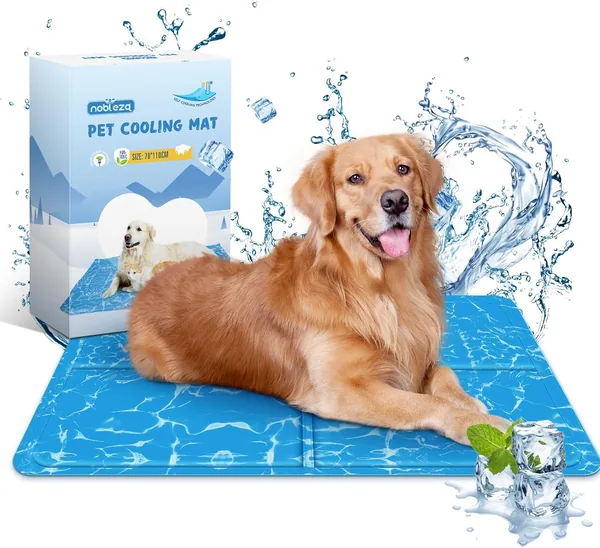 Mat rafraîchissant Nobleza pour chiens, chats et animaux de compagnie - Gel auto-rafraîchissant non toxique - 110 x 70 cm, Bleu XL - Meilleur Prix