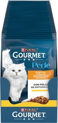 Purina Gourmet Perle Threads in Umido con Salsa al Pollo per Gatti, 26 Sacchetti da 85g - Miglior Affare