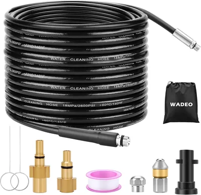 WADEO Rörreinigingsstrang 20 m 180 Bar / 2610 PSI Rörreinigingsset, Passar Kärcher k2-k7 Tryckspålar