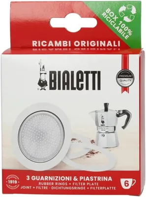 Bialetti Ersatzdelen, inkl. 3 Dichtungen och 1 Platelet, kompatibel med Moka Express, Flame, Break, Happy, Dame, Moka Timer - Best Deal