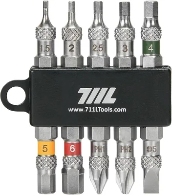 711L KnurlGrip 1/4" Hex Bit Set - 10pcs, S2 Hex Keys