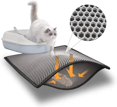 Blue Eyes Cat Litter Tray Mat, 60 x 40 cm, Waterproof Double Layer Design