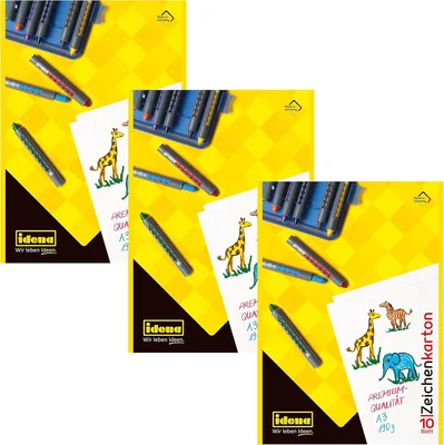Idena 10382 Zeichenkarte DIN A3, 10 Blatt, 190 g/m², Packung mit 3