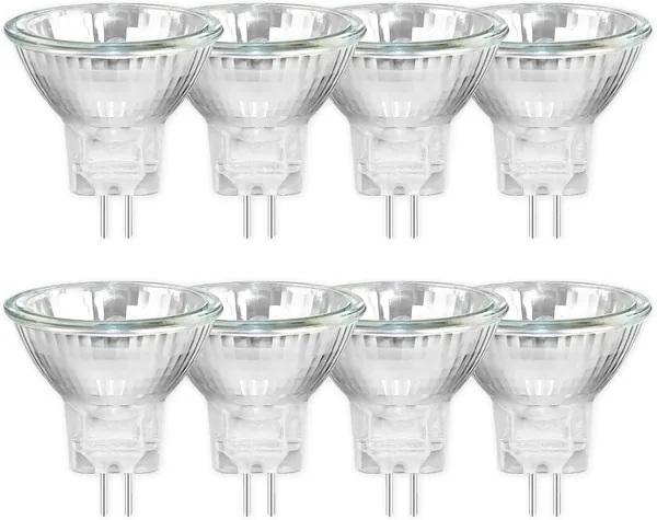 8pcs MR11 GU4 20W 12V Halogen Spotlight Bulbs Dimmable Warm White 2700K 250LM 35mm*35mm