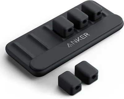 アンカー マグネットケーブルホルダー (ブラック) | デスクに便利なライトニング、USB-CからマイクロUSBまで対応のケーブルホルダー