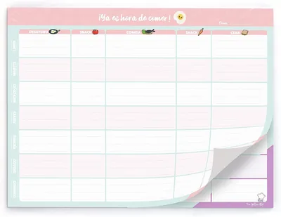 The Yellow Clip - Planificador de comidas semanal con imán para Refrigerador, Menú de la semana (Rosa/Morado)