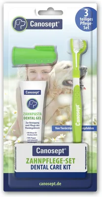 Canosept Hundezahnpflege (3-teiliges Set) - Hundezahnbürste - Hundezahnpasta - Fingerhandschuhe für Hunde - Zahnsteinentfernung