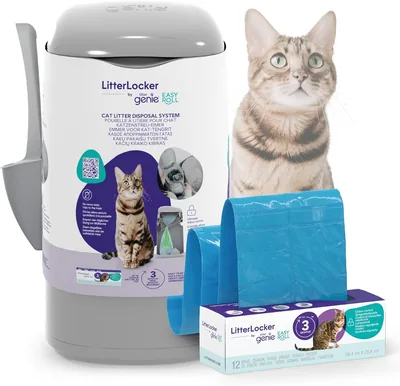 Litter Genie Easy Roll Bin avec 1 Refill | 90% Plastique Recyclé - Scelle Air - 8 Jours pour 1 Chat - Roule Facile 3 Mois - 12