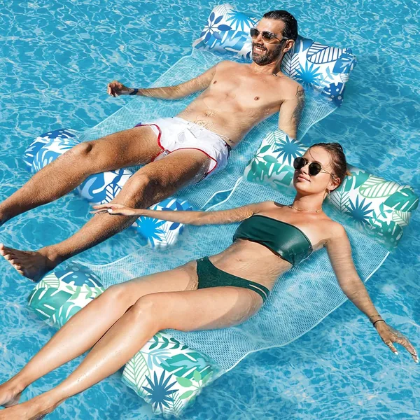 Elidepe Bouée de Piscine, Matelas de Pool Inflatable en 2 Pièces, Hammac d'Eau XL
