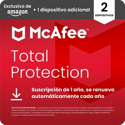 McAfee Total Protection para 2 más 1 Dispositivos | Antivirus VPN Seguridad 78% Off