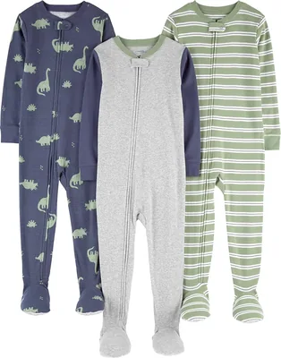 Macacão de Dormir para Bebês Pijama de Algodão com Pés Justos Simple Joys by Carter's - Meninos