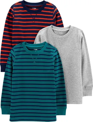 Pacote com 3 Camisetas Térmicas de Manga Comprida Simple Joys by Carter's para Meninos - Melhor Preço