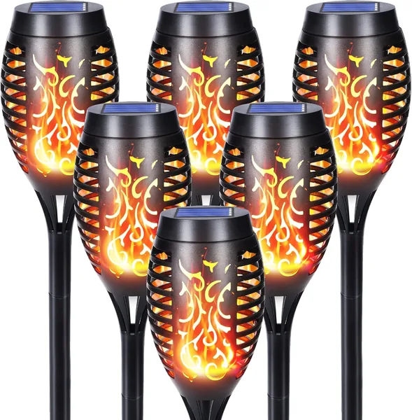 Qedertek Pack of 6 Solar Lights for Outdoor Use - 12 LED Solar Lights for Outdoor Garden with Realis