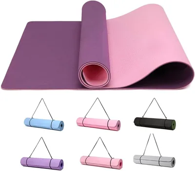 Narwhal Yogamatta TPE halvfrio 6 mm djup, gymnastikmatta sportmatta med bärbarhet, lätt fitnessmatta för yoga och pilates