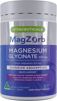 Vitaceuticals MagZorb Magnesium Glycinate 500mg - 100 Caps Best Deal