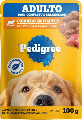 Pedigree - Sobres para Perro, Sabor Cordero en Filetes con Ingredientes Naturales, Proteínas y Fibra, 24 Sobres de 100g