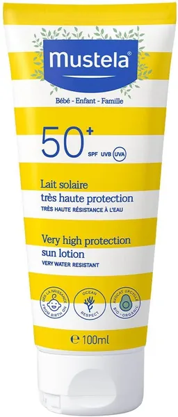 Mustela Sun Milk SPF 50+ (100ml) - Protezione Solare Familiare e da Bere