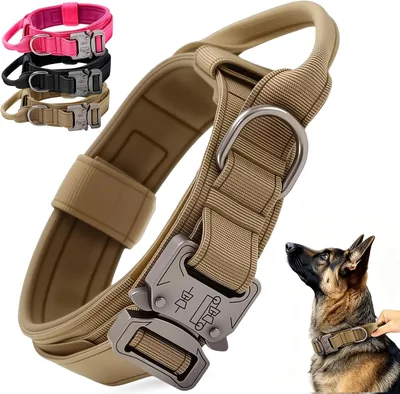 Collar Táctico DAQI para Perro, Collar Militar de Nailon Grueso con Asa y Hebilla de Metal