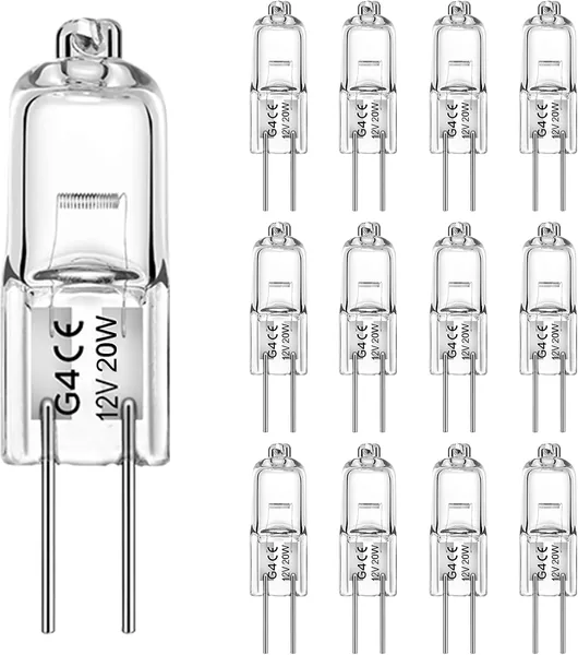WeshLMPO Halogen G4 20 W 12 V 12 Pieces G4 Halogen Light Bulb 2700 K Warm White Dimmable for Oven