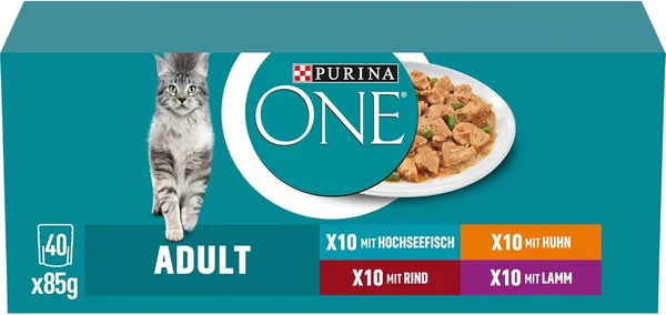 PURINA ONE Adult Wet Cat Food Variety Mix Pack of 40