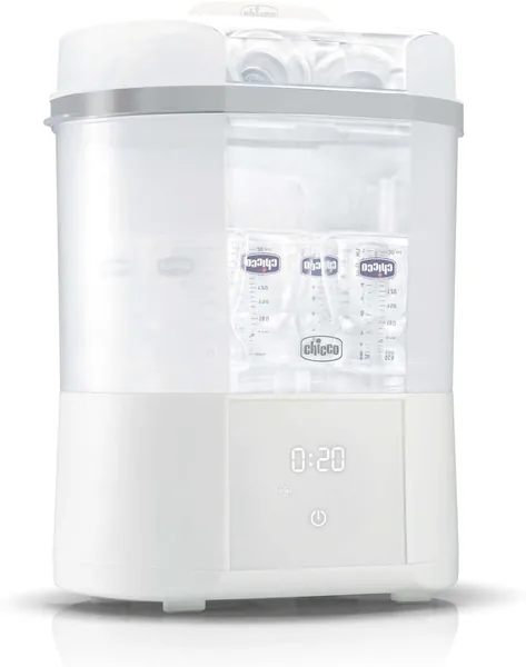 Chicco Steriliser with Drying Function, Sterilizer Bottle, Breast Pump and Pacifier (White, 330ml x 2)