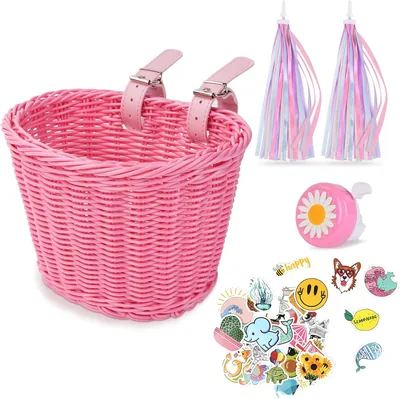 Flintronic Kinderen's Fietsmand, Handgeweven Fietsmand voor Kinderen, Voor Meisjes en Jongens, met B