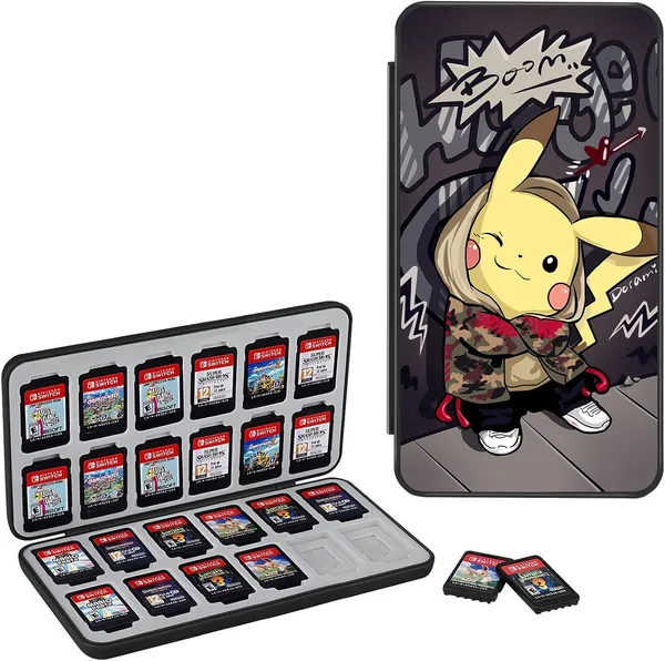 Étui de rangement pour cartes de jeu Konphat Switch - 24 emplacements anti-choc pour cartouches Nintendo Switch OLED