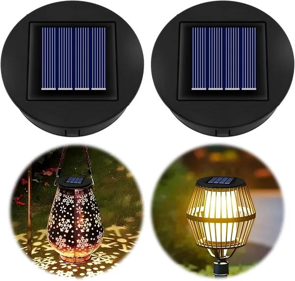 Solar Light Top 8cm for Outside Lanterns, 1.2V 600mAh, IP44 Solar Panels With Warm LED Light