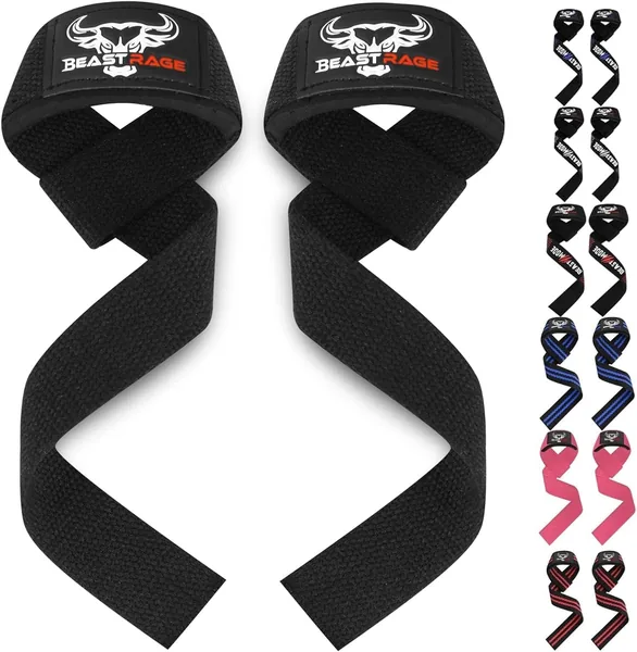 BEAST RAGE Straps Gym Straps for Weight Lifting Padded Wrist Support Straps for Fitness and Gym with