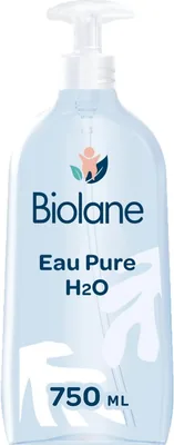 BIOLANE - Eau Pure H2O - Nettoyant visage, corps et siège pour bébé - Sans rinçage - Bouteille pompe 750ml - Fabriqué en France